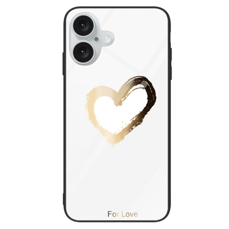 iPhone 16 Hard Case Gold Heart on White Background