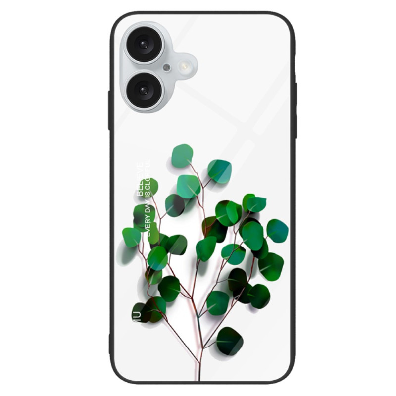 Case iPhone 16 Tempered Glass Green Leaves