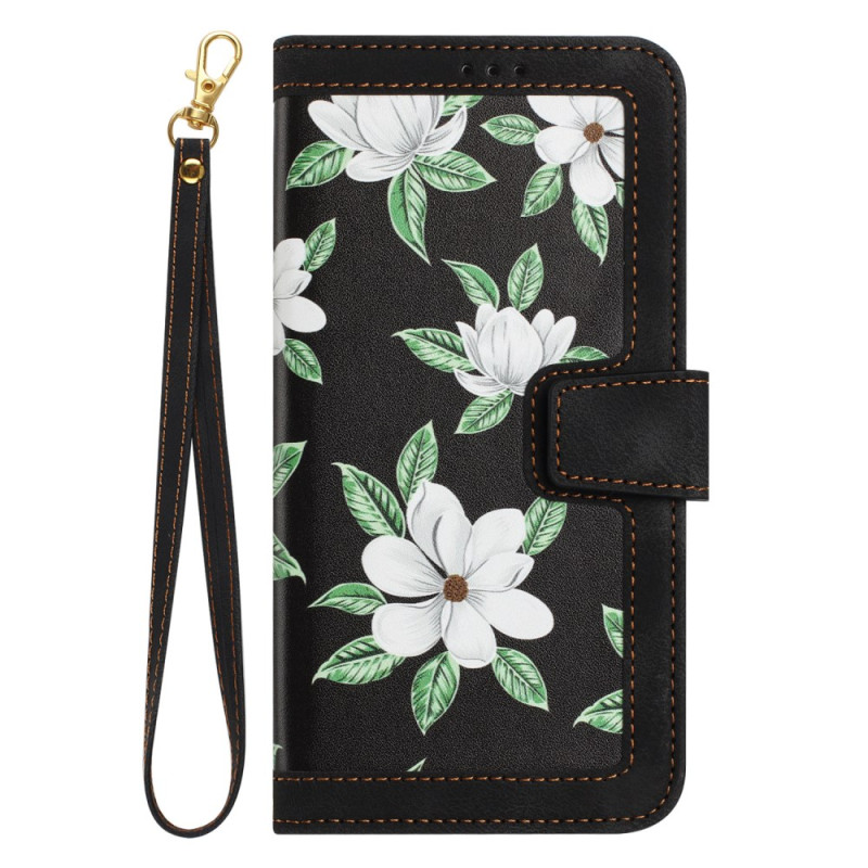 Cover for iPhone 16 Wallet Floral Pattern with Lanyard