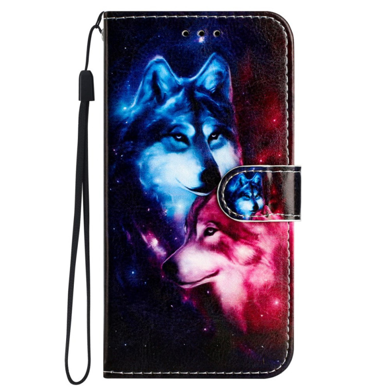 iPhone 16 Plus Two Wolves Lanyard Case