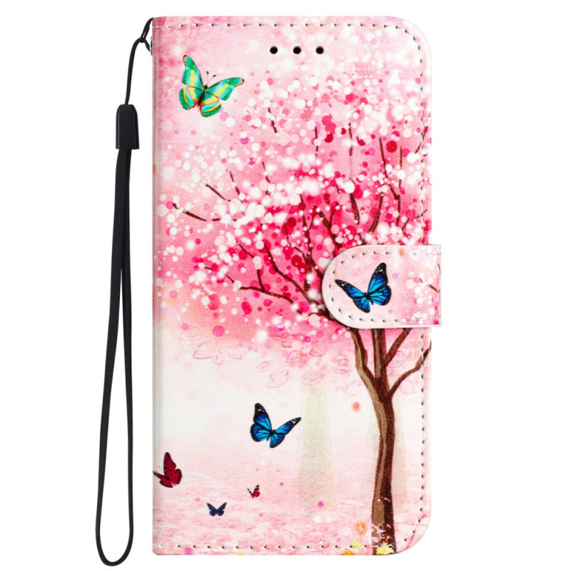 Case for iPhone 16 Plus Cherry Pattern with Strap