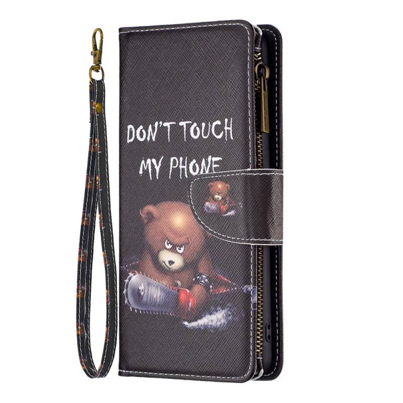 Case iPhone 16 Plus Wallet Dangerous Bear with Strap