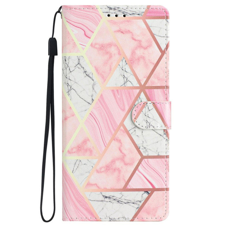 Case iPhone 16 Plus Marble Pink with Lanyard