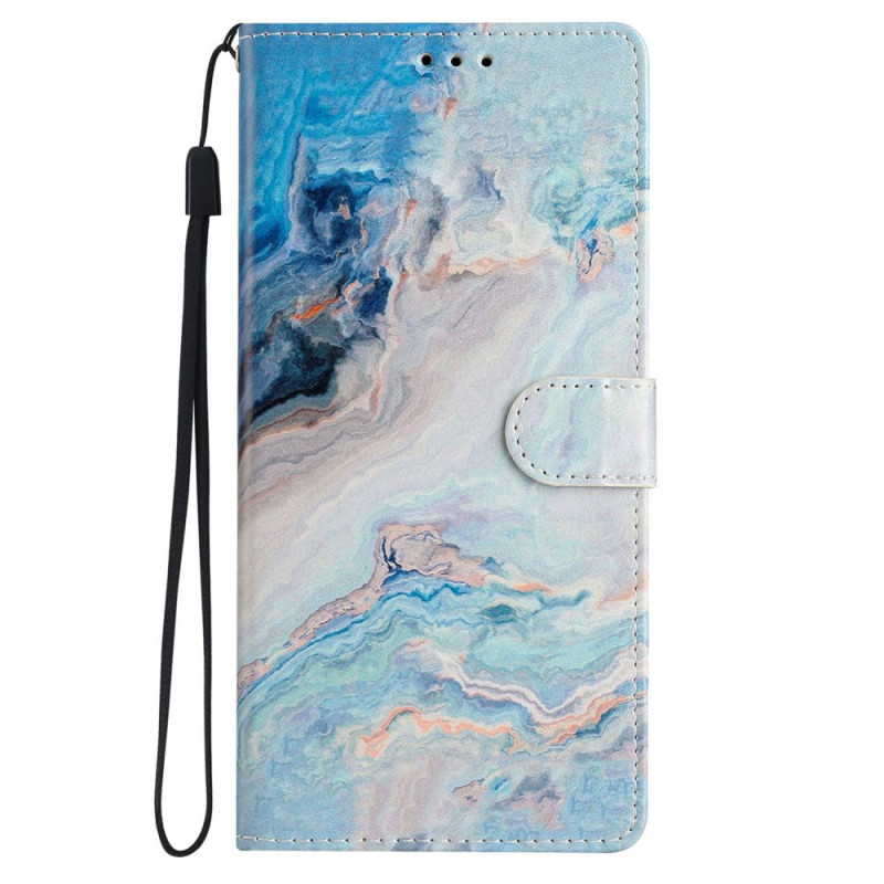 Case iPhone 16 Plus Marble Blue with Strap