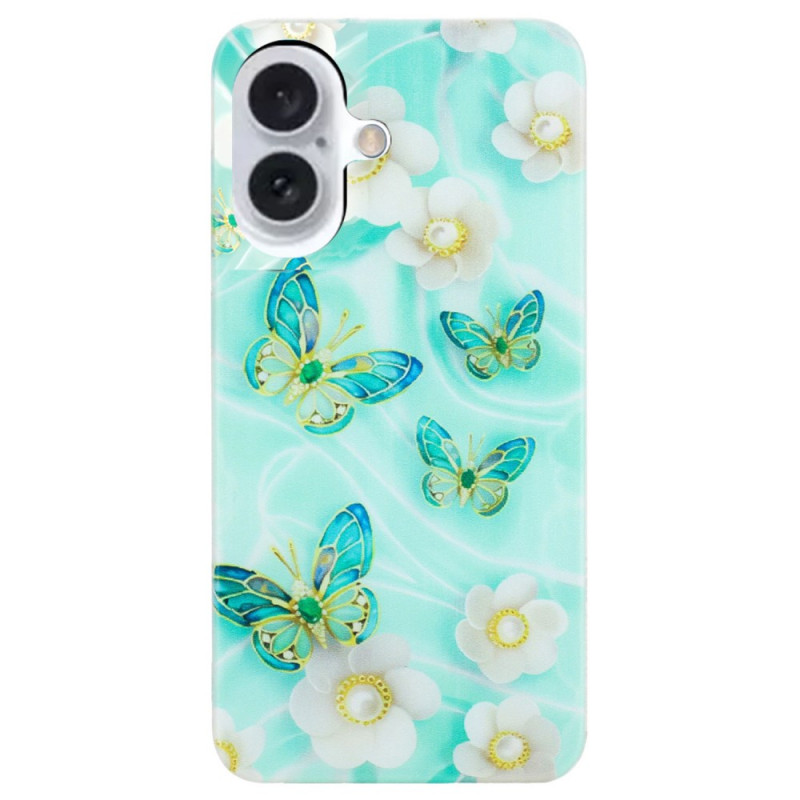 Case iPhone 16 Plus Green Butterflies