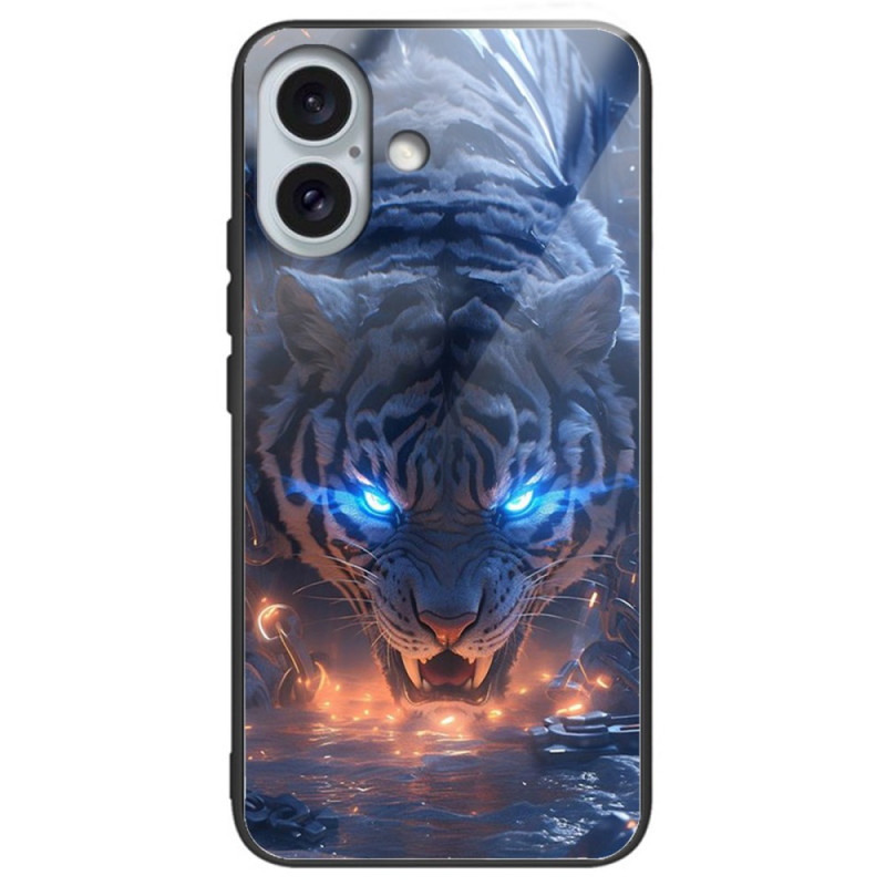 Case iPhone 16 Plus Tiger Printed Tempered Glass