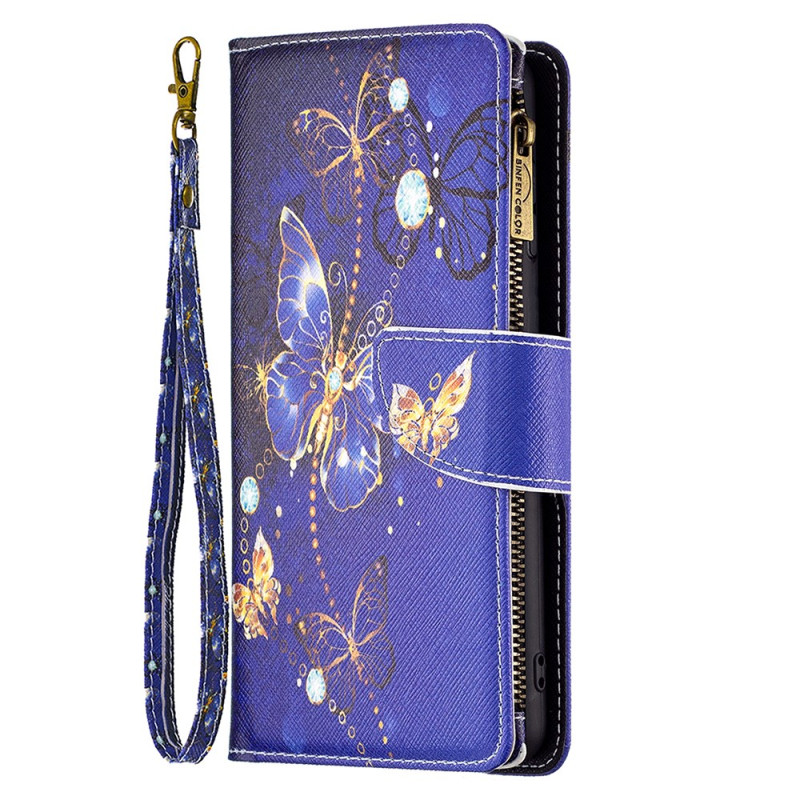 Case iPhone 16 Pro Wallet Purple Butterflies