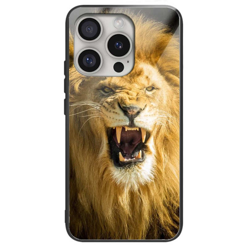 Lion design iPhone 16 Pro Toughened Glass Case