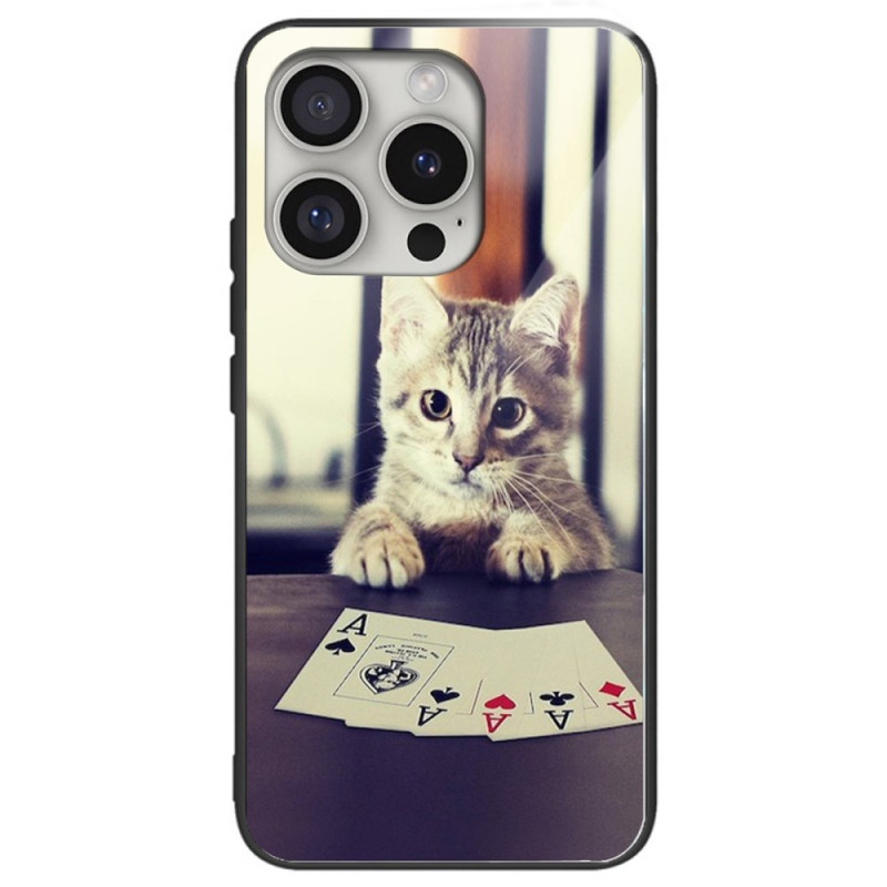 Case iPhone 16 Pro Tempered Glass Poker Cat