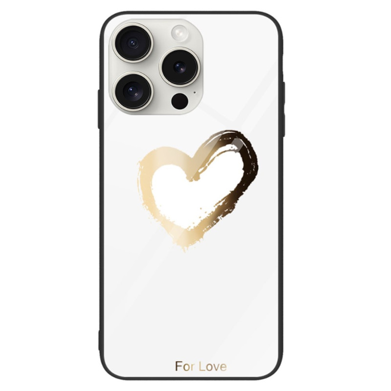 iPhone 16 Pro Hard Case Gold Heart on White Background