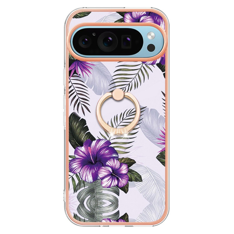 Google Pixel 9 / Pixel 9 Pro Case Purple Flower Support Ring