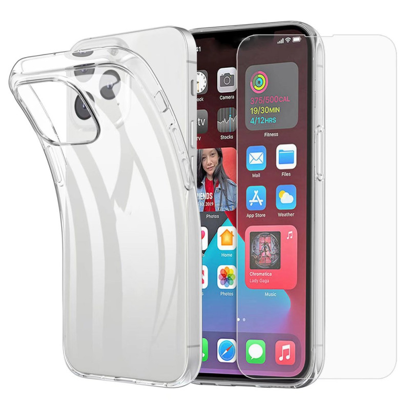 Trio iPhone 16 Pro Transparent Flexible Case with Camera Lens Film and Tempered Glass Screen Protector