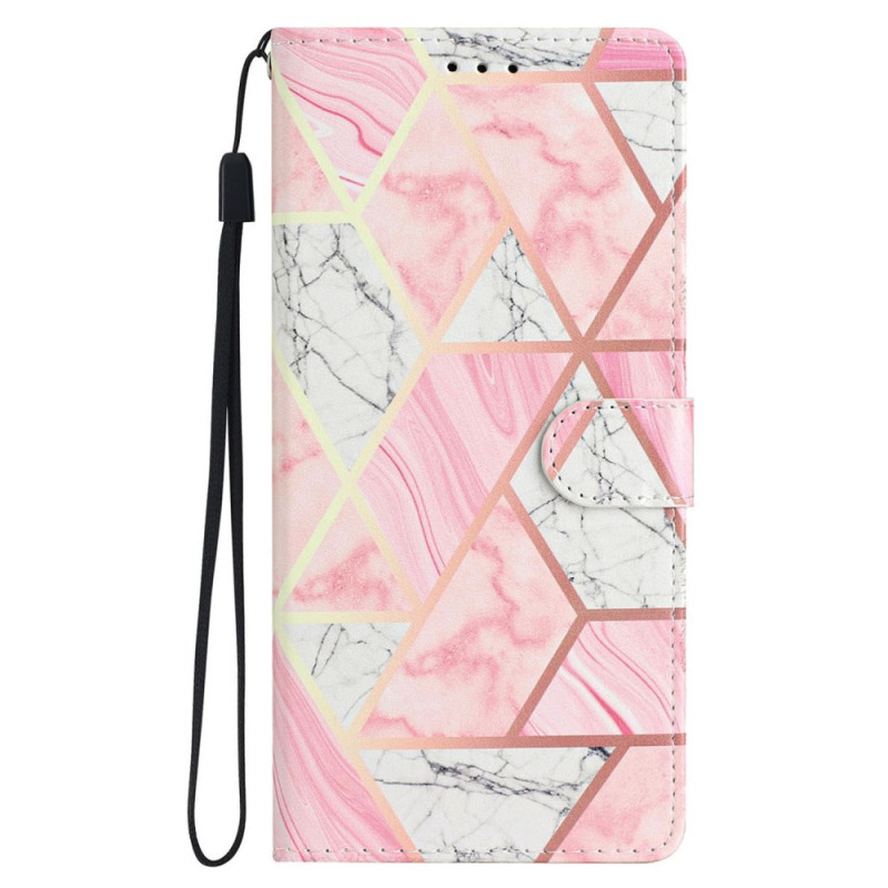 iPhone 16 Pro Max Pink Marble Lanyard Case