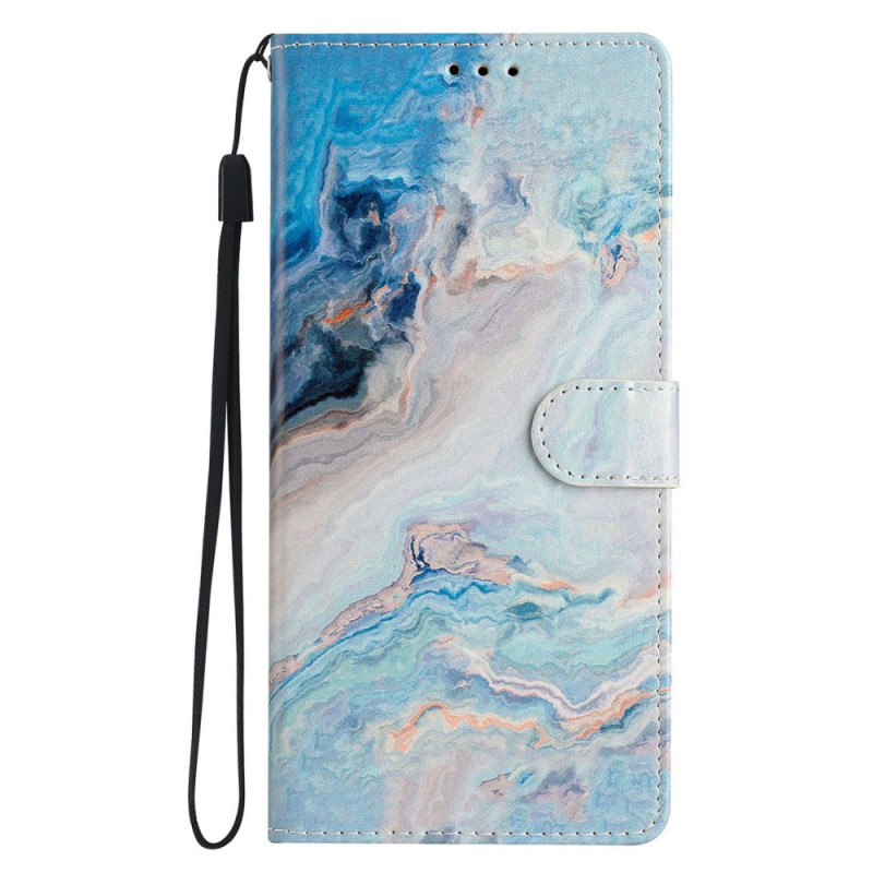 Case iPhone 16 Pro Max Marble Blue with Strap