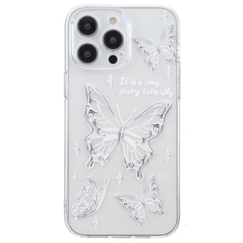 Case iPhone 16 Pro Max Silver Butterflies