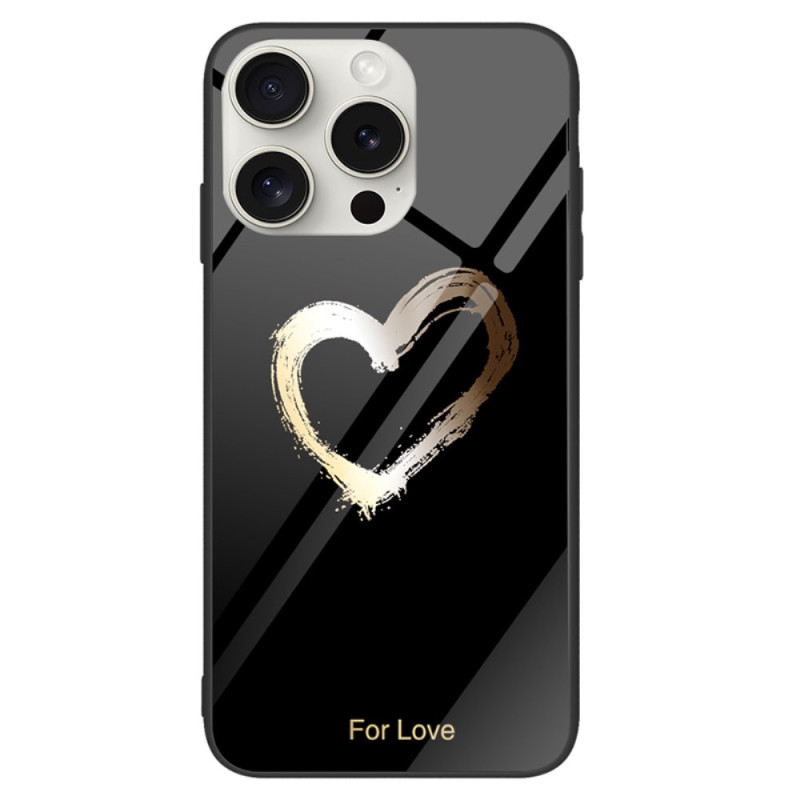 iPhone 16 Pro Max Hard Case Gold Heart on Black Background