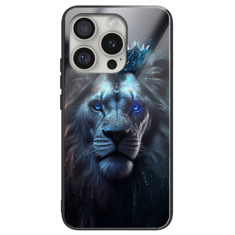 Phone 16 Pro Max Blue Lion Tempered Glass Case