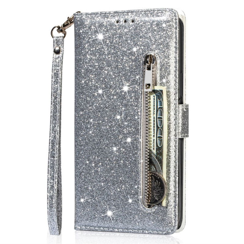 Case iPhone 16 Pro Max Glitter Zipped Pocket