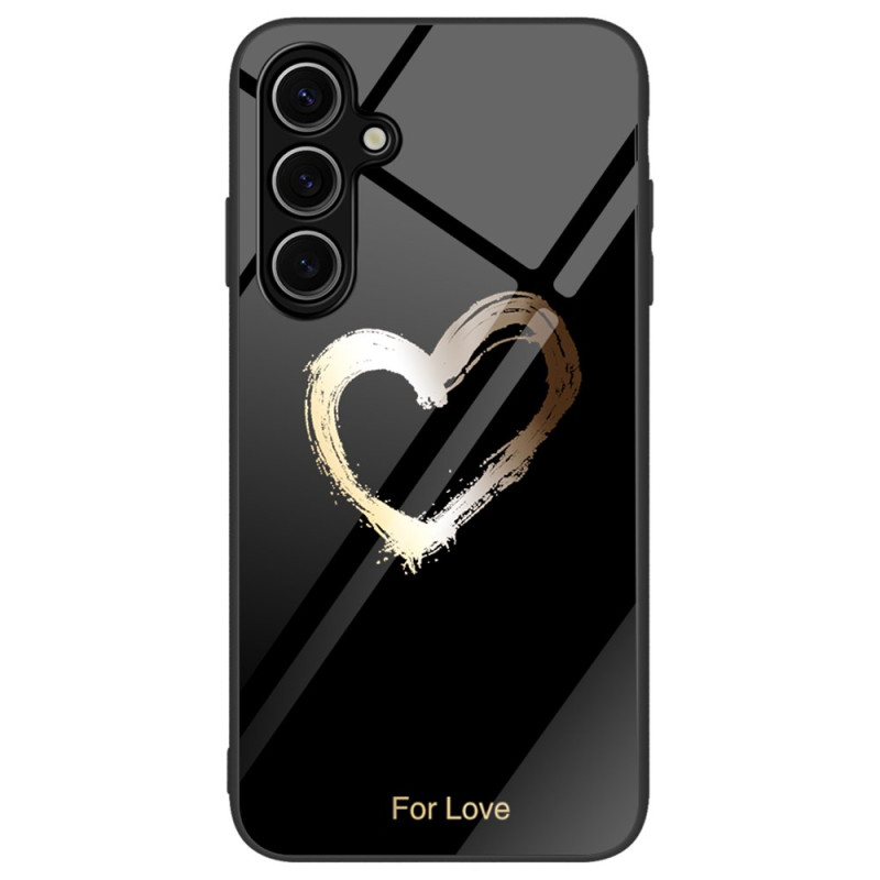 Samsung Galaxy S24 FE Hardcover Gold Heart on Black Background