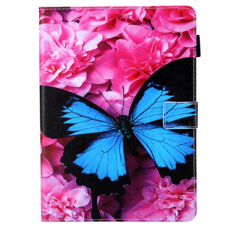 iPad Pro 11 (2024) Case Red Flowers and Blue Butterfly