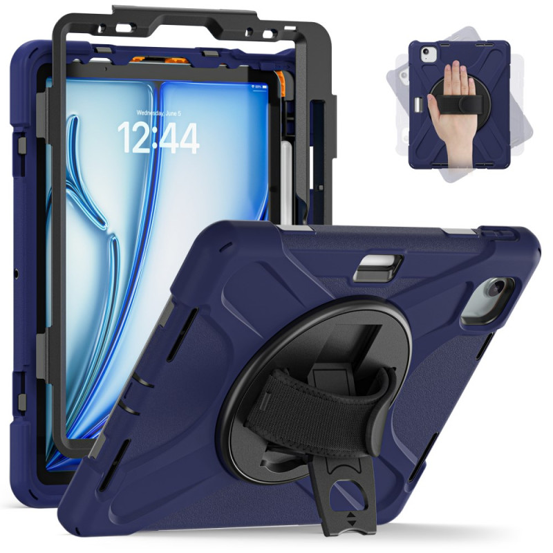 Versatile iPad Air 11 (2024) Case with Rotating Strap and Stand