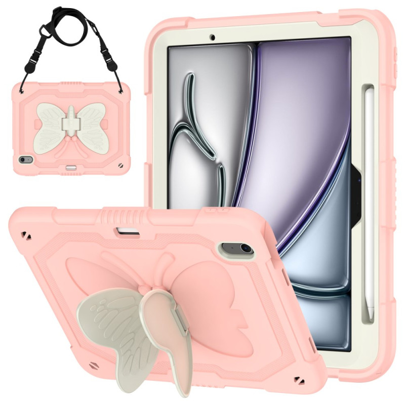 iPad Air 11 (2024) Ultra Hard Case Butterfly Shaped Carrying Case with Shoulder Strap