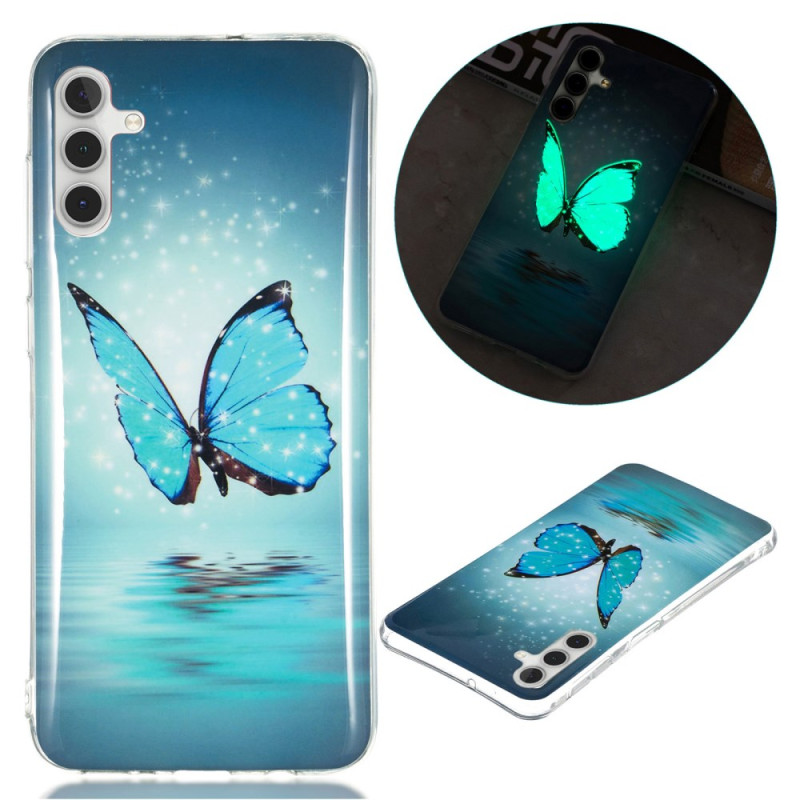 Samsung Galaxy A24 4G Luminous Blue Butterfly Cover