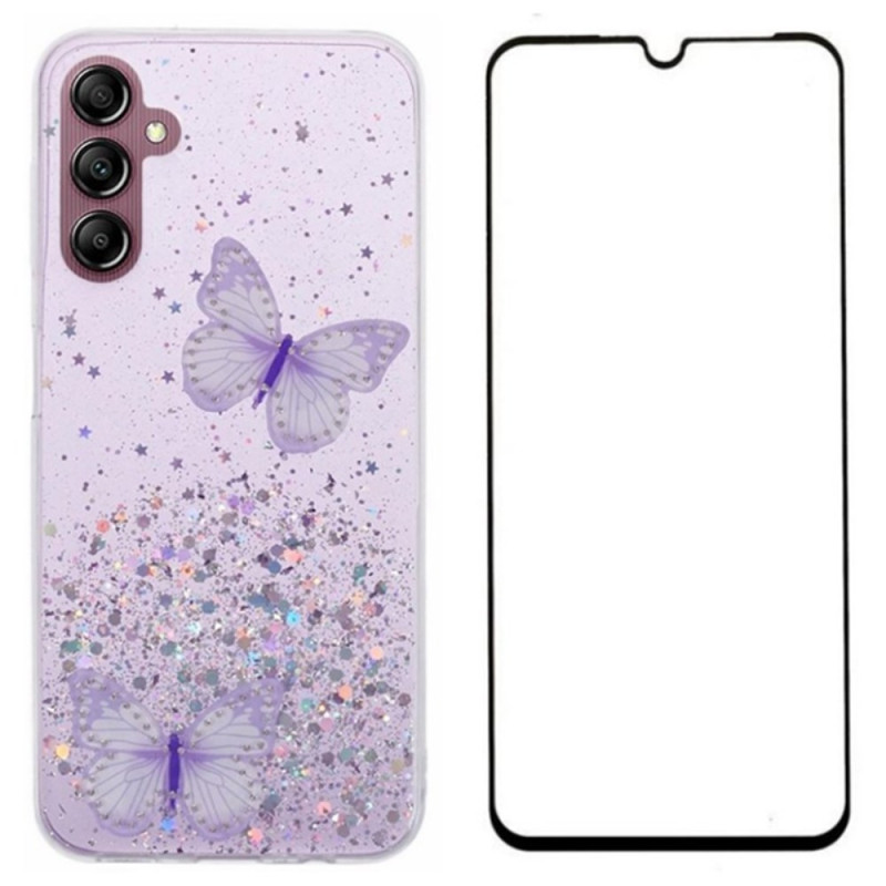 Samsung Galaxy A24 4G Protective Cover Toughened Glass Decorated with Butterflies