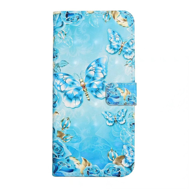 Case Motorola Edge 50 Blue Butterflies and Diamonds