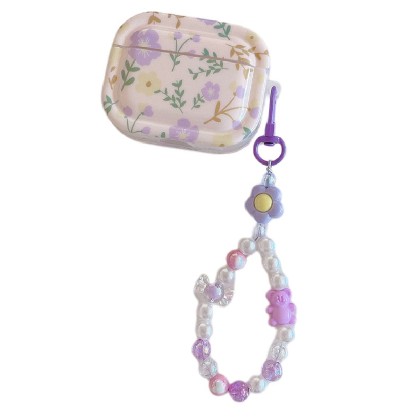 AirPods Pro Case with Purple Floral Design and Chain