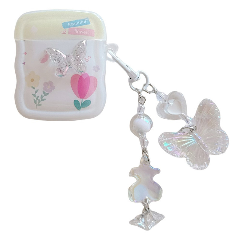 AirPods 2 / 1 Case Butterflies and Flowers Pendant