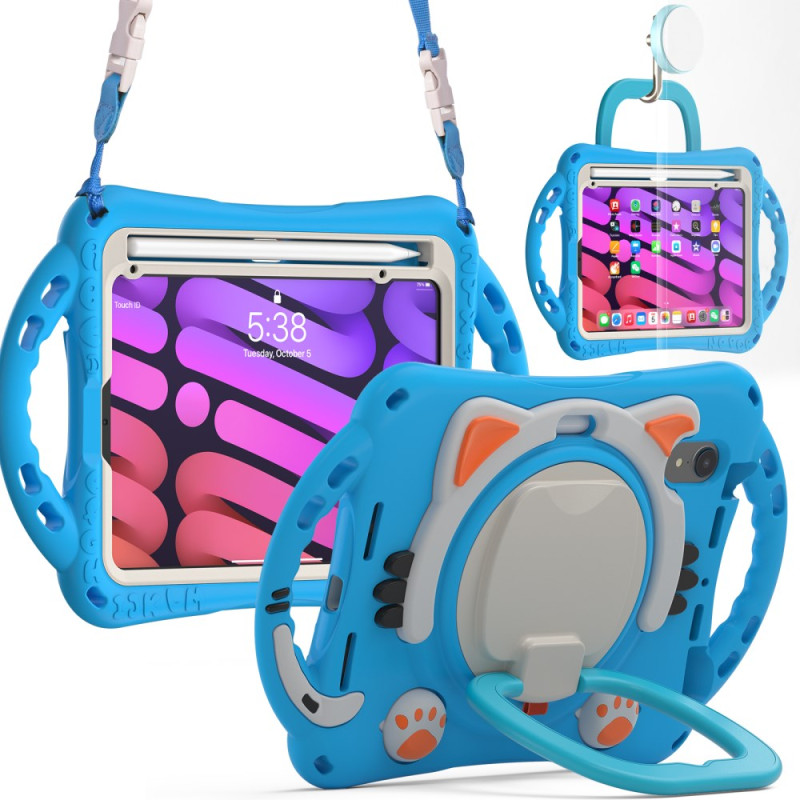 iPad Mini 7 (2024) / Mini 6 (2021) Kids Case Shoulder Strap and Rotating Kickstand