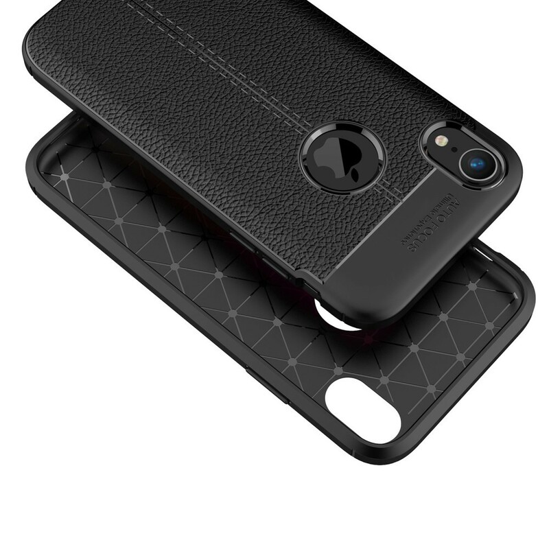 iPhone XR Leather Case Lychee Effect Double Line