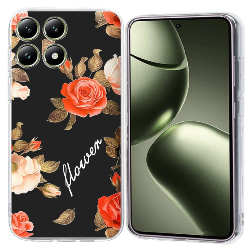 Xiaomi 14T Pro Case Floral Pattern on Black Background