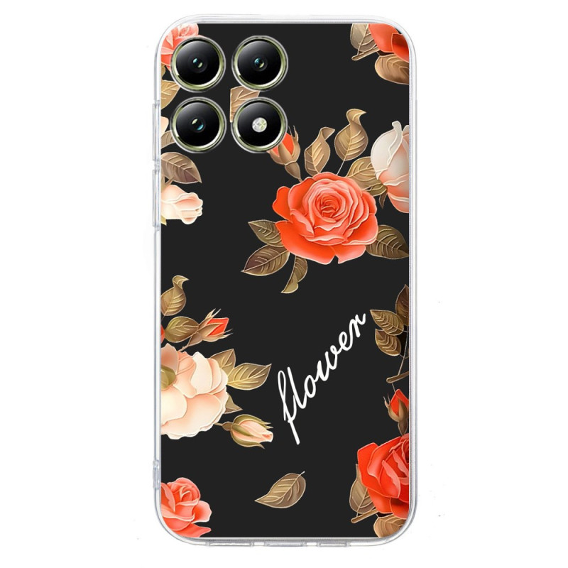 Xiaomi 14T Case Floral Pattern on Black Background