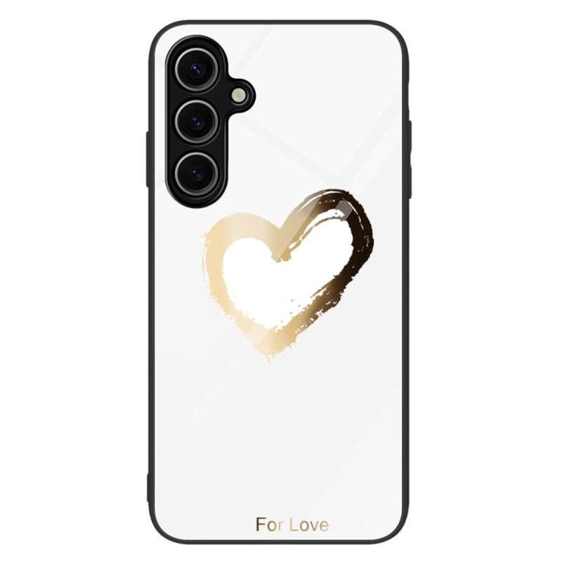 Samsung Galaxy A36 5G Hardcover Gold Heart on White Background