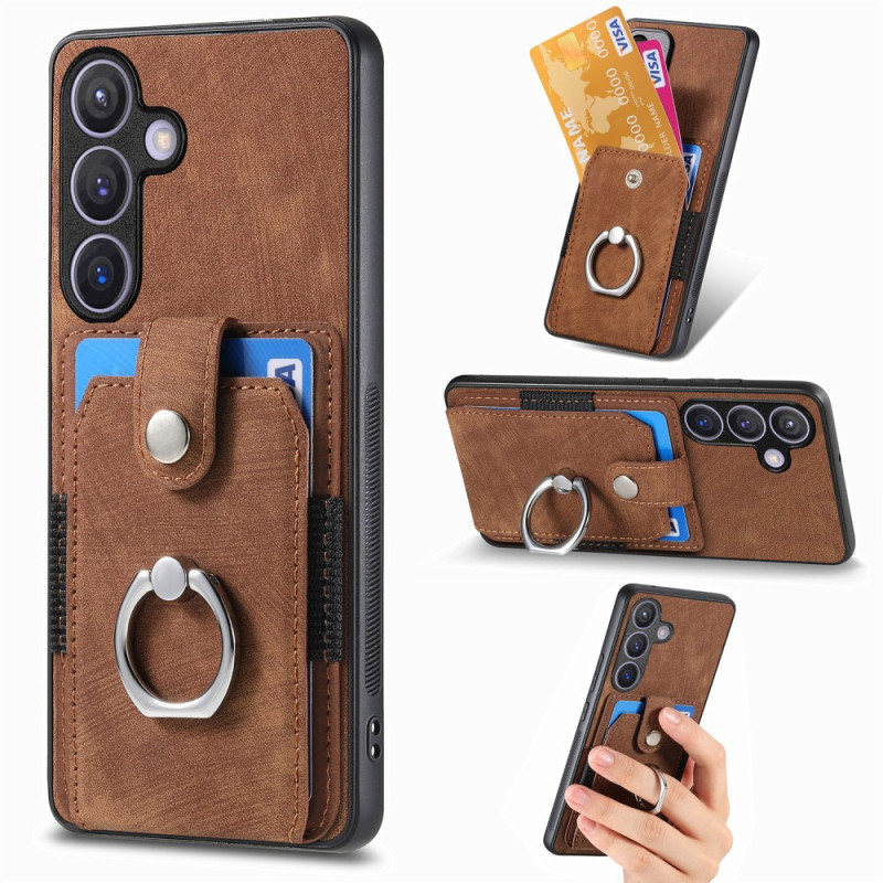 Samsung Galaxy S25 5G Leather-effect Case Card Holder and Ring