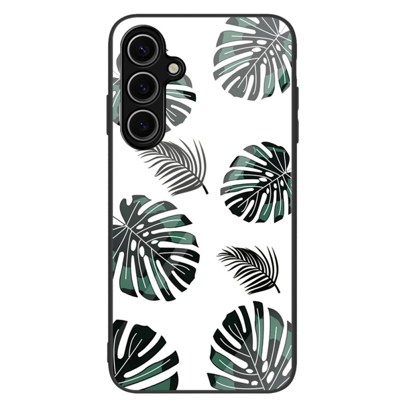 Samsung Galaxy S25 5G Toughened Glass Case Leaves pattern