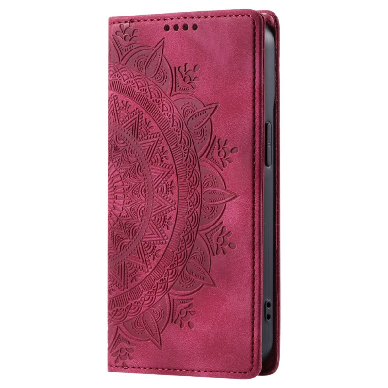 Flip Cover Samsung Galaxy S25 5G Suede Effect Mandala Pattern