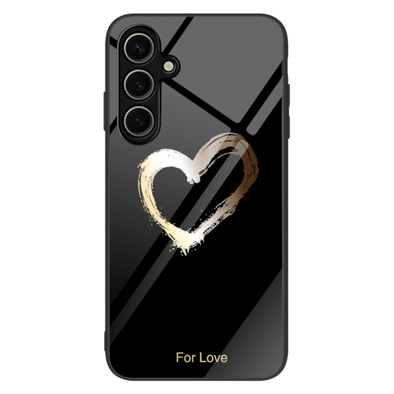 Samsung Galaxy S25 Plus 5G Hardcover Gold Heart on Black Background