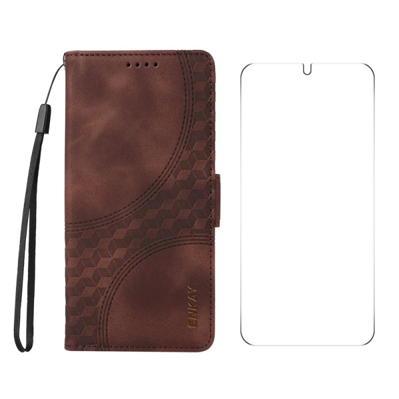 Samsung Galaxy S25 5G Mock Leather Case with Screen Protector ENKAY