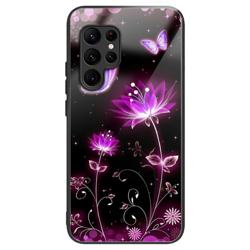 Samsung Galaxy S25 Ultra 5G Tempered Glass Case Flowers and Butterflies