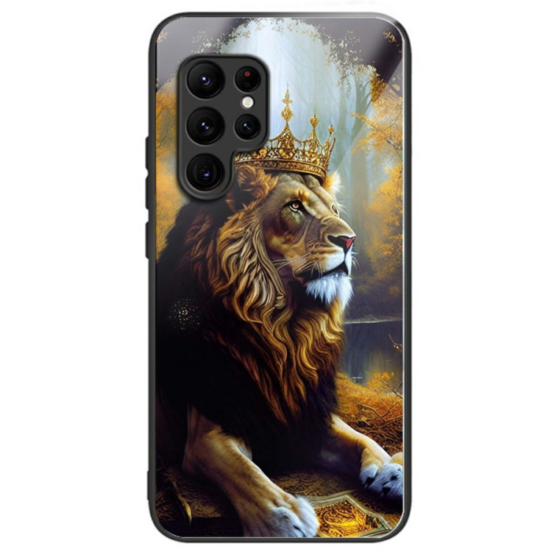 Samsung Galaxy S25 Ultra 5G Gold Lion Tempered Glass Case