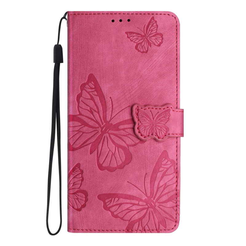 Case Samsung Galaxy A56 5G Suede Effect Butterflies with Strap