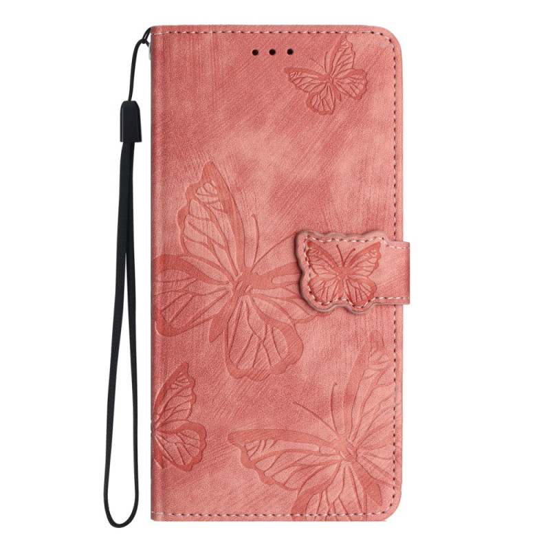 Case Samsung Galaxy A56 5G Suede Effect Butterflies with Strap