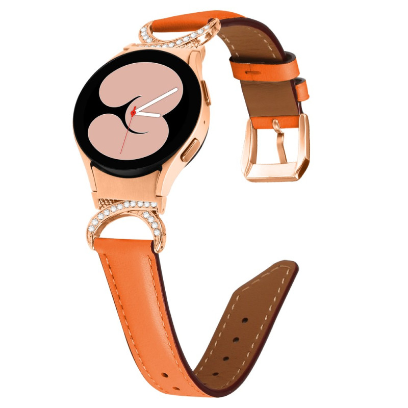 Leather Strap Samsung Galaxy Watch6/5/4 / Classic Connector Design D Gold-Rose and Straa