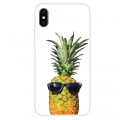 iPhone XS Transparent Case Pineapple with Glasses