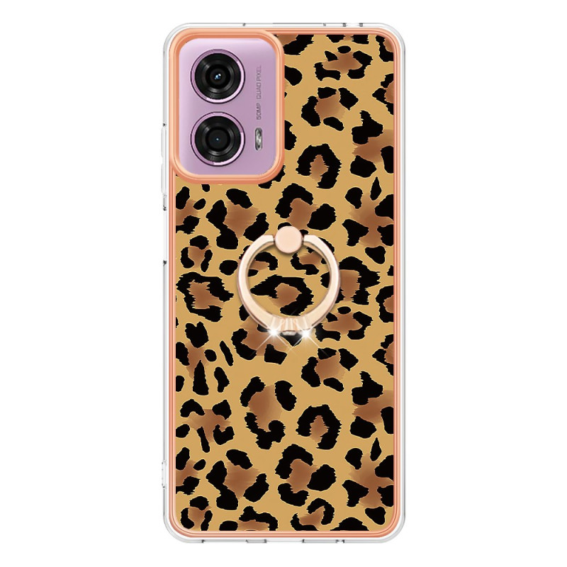 Moto E14 Case Leopard pattern ring stand