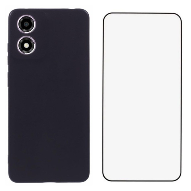 Moto E14 Silicone Case with Tempered Glass Screen Protector