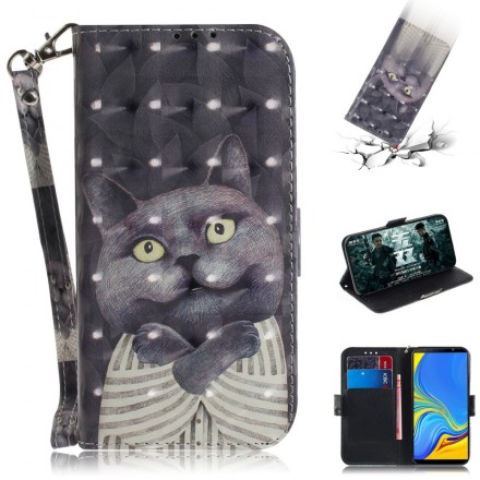 Samsung Galaxy A7 Grey Cat Strap Case